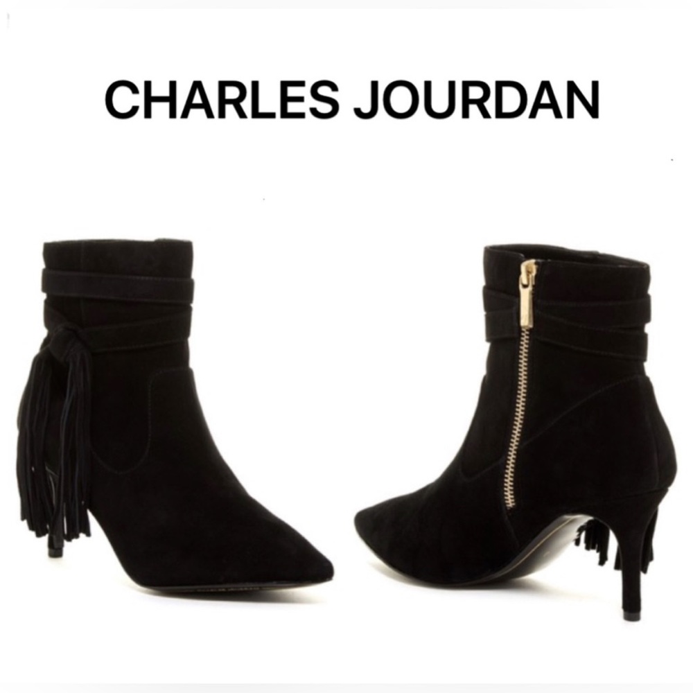 Charles Jourdan leather fringe, Ferris Booties size 8